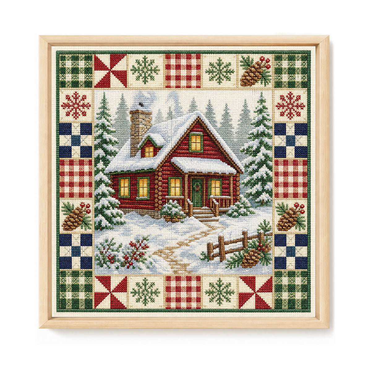 Snow Retreat - Full 11CT Stamped Cross Stitch 45x45CM - Huacan