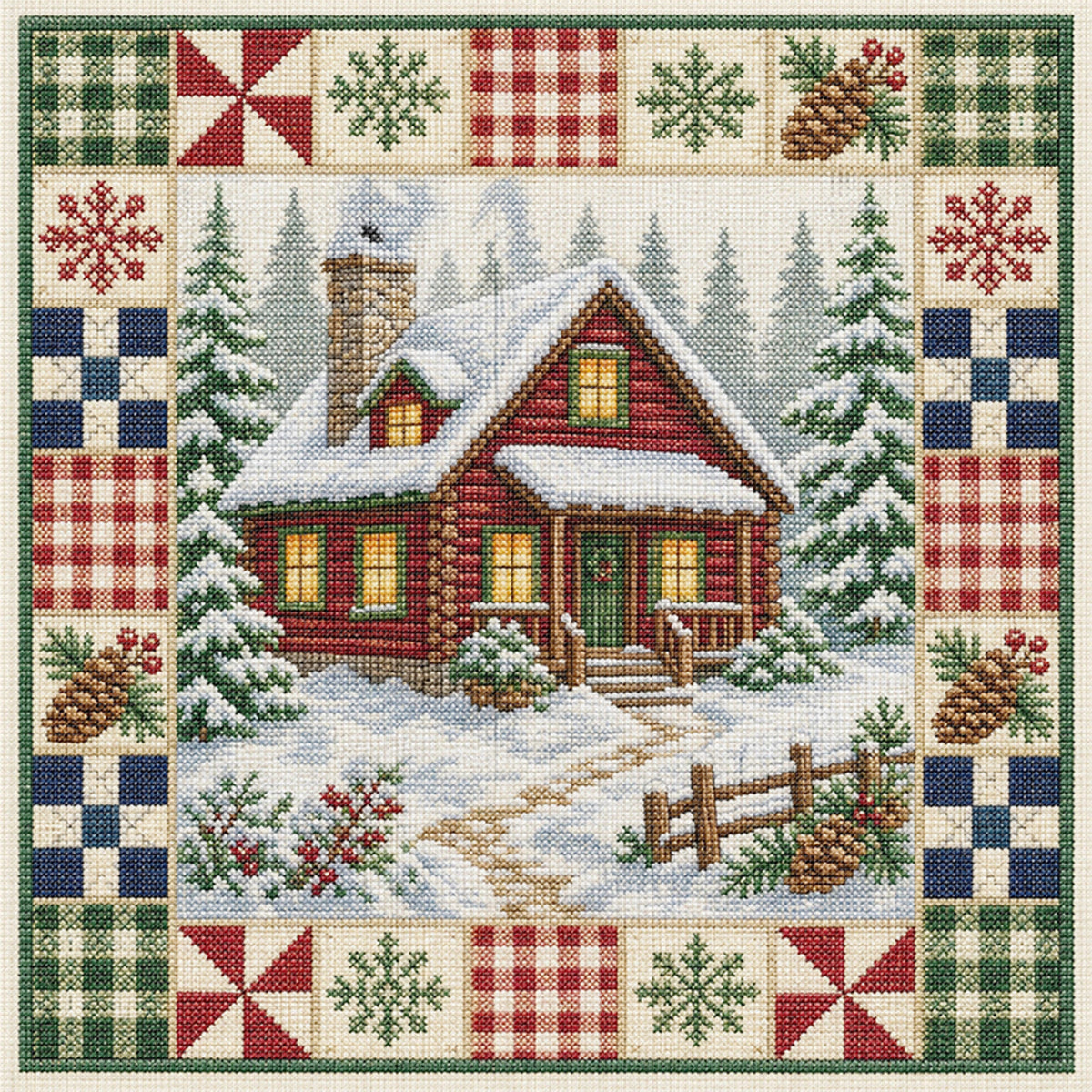 Snow Retreat - Full 11CT Stamped Cross Stitch 45x45CM - Huacan