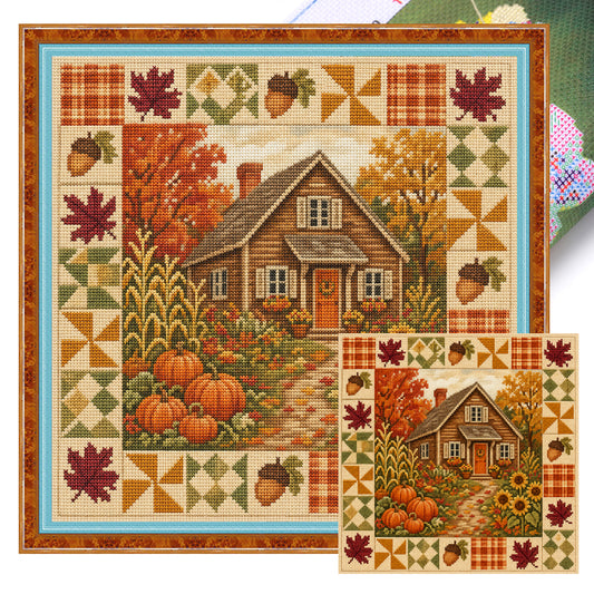 Harvest Cabin - Vollständiges 11CT Stanzkreuzstich-Set 45x45CM - Huacan