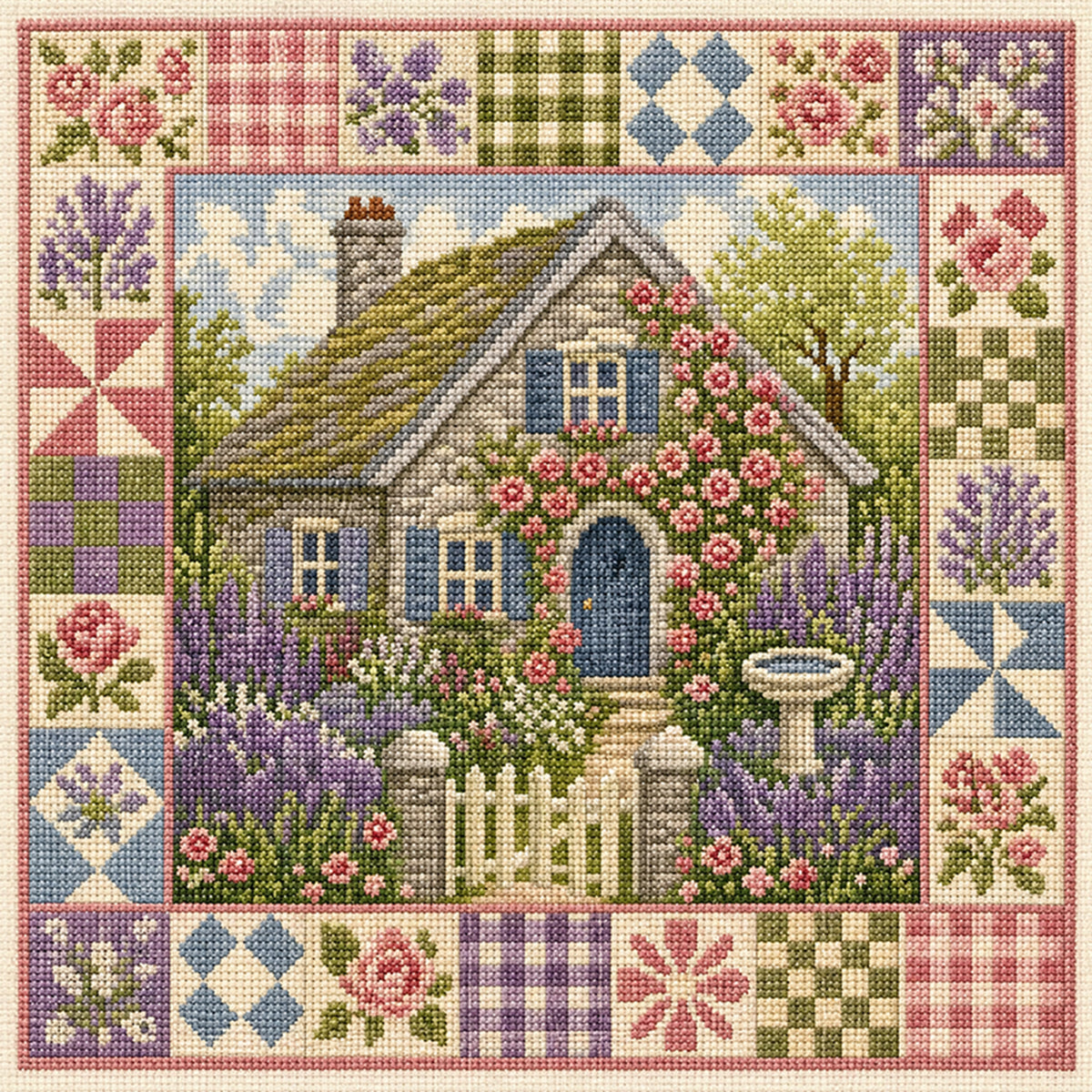 Rose Nook - Vollständiges 11CT gestempeltes Kreuzstich-Set 45x45CM - Huacan