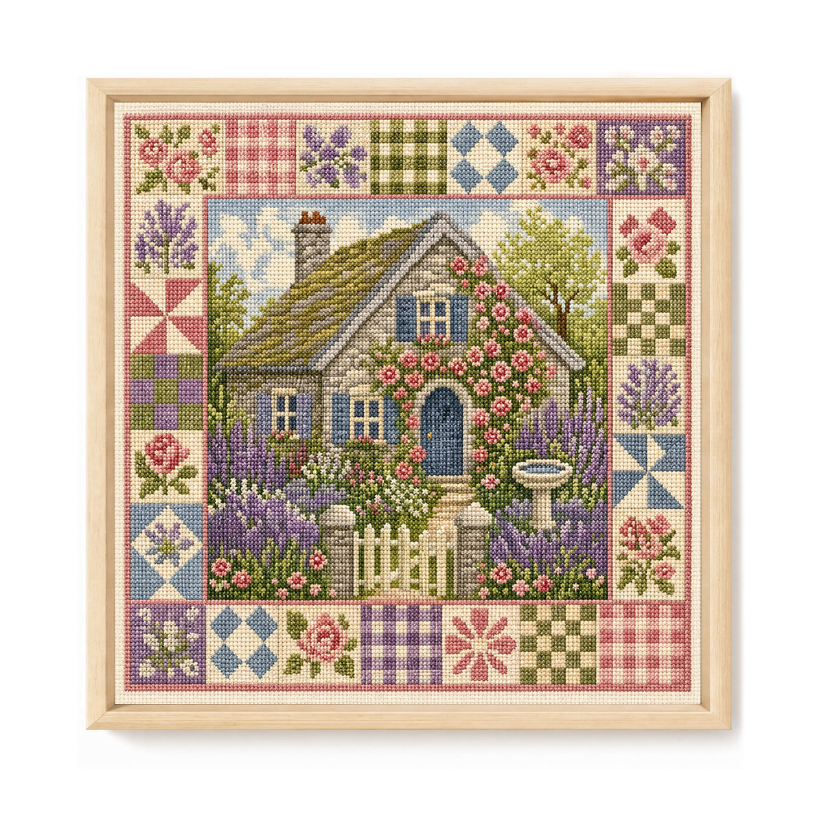 Rose Nook - Vollständiges 11CT gestempeltes Kreuzstich-Set 45x45CM - Huacan
