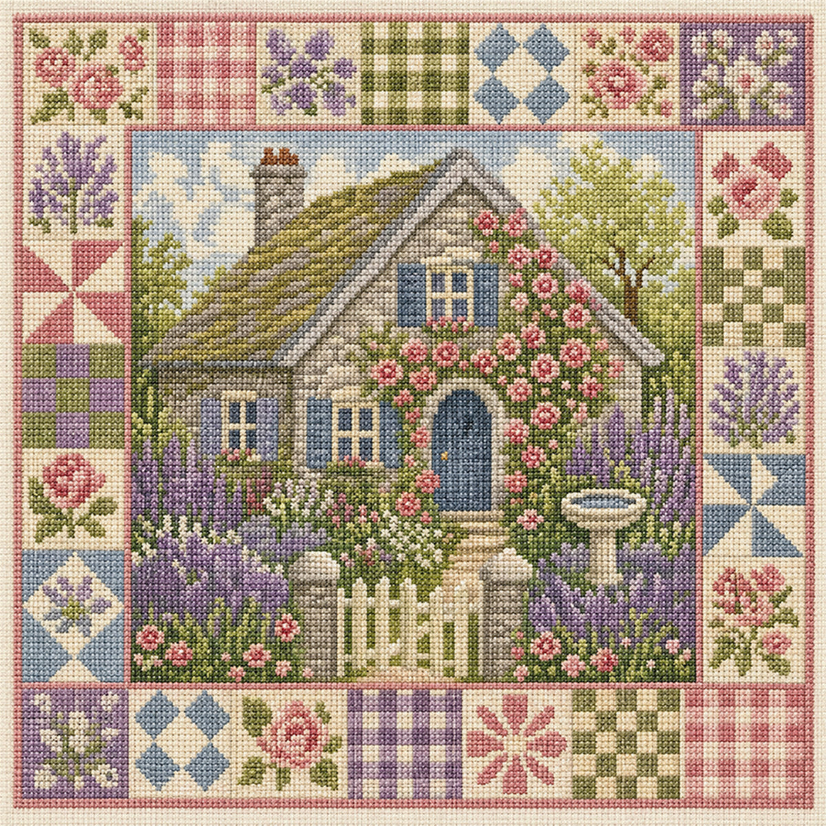 Rose Nook - Vollständiges 11CT gestempeltes Kreuzstich-Set 45x45CM - Huacan