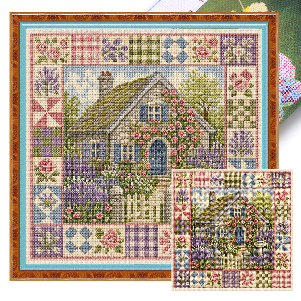 Rose Nook - Vollständiges 11CT gestempeltes Kreuzstich-Set 45x45CM - Huacan