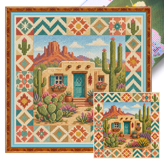Southwest Haven - Vollständiges 11CT gestempeltes Kreuzstich-Set 45x45CM - Huacan