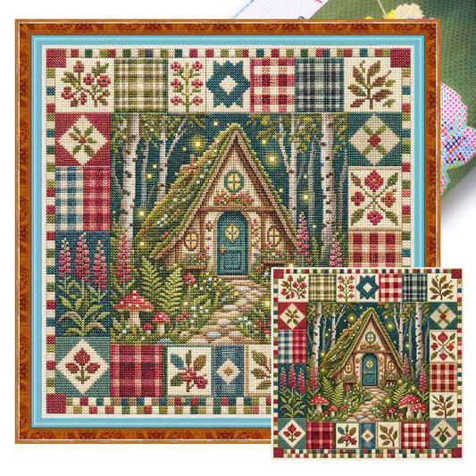Verzauberte Hütte - Vollständiges 11CT gestempeltes Kreuzstich-Set 45x45CM - Huacan