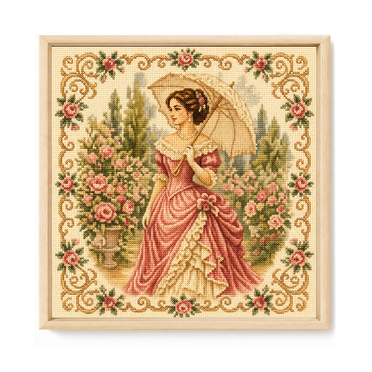 Gartenspaziergang - Vollständiges 11CT gestempeltes Kreuzstich-Set 45x45CM - Huacan
