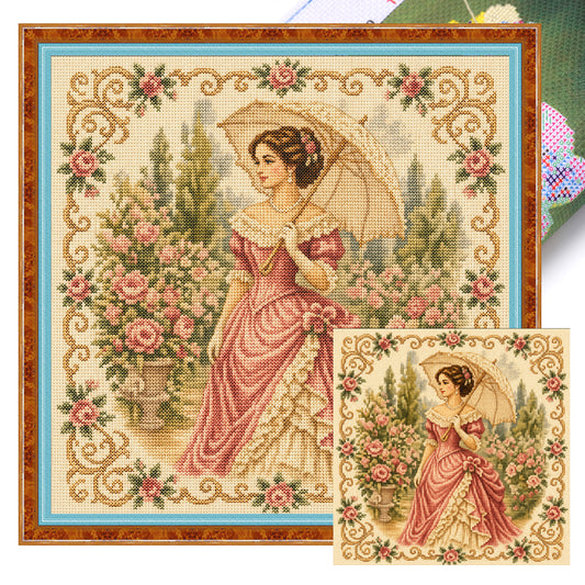 Gartenspaziergang - Vollständiges 11CT gestempeltes Kreuzstich-Set 45x45CM - Huacan