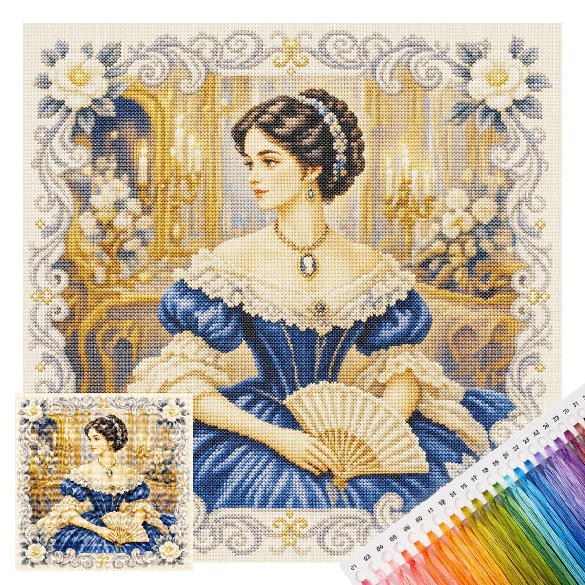 Elegant Lady - Full 11CT Stamped Cross Stitch 45x45CM - Huacan