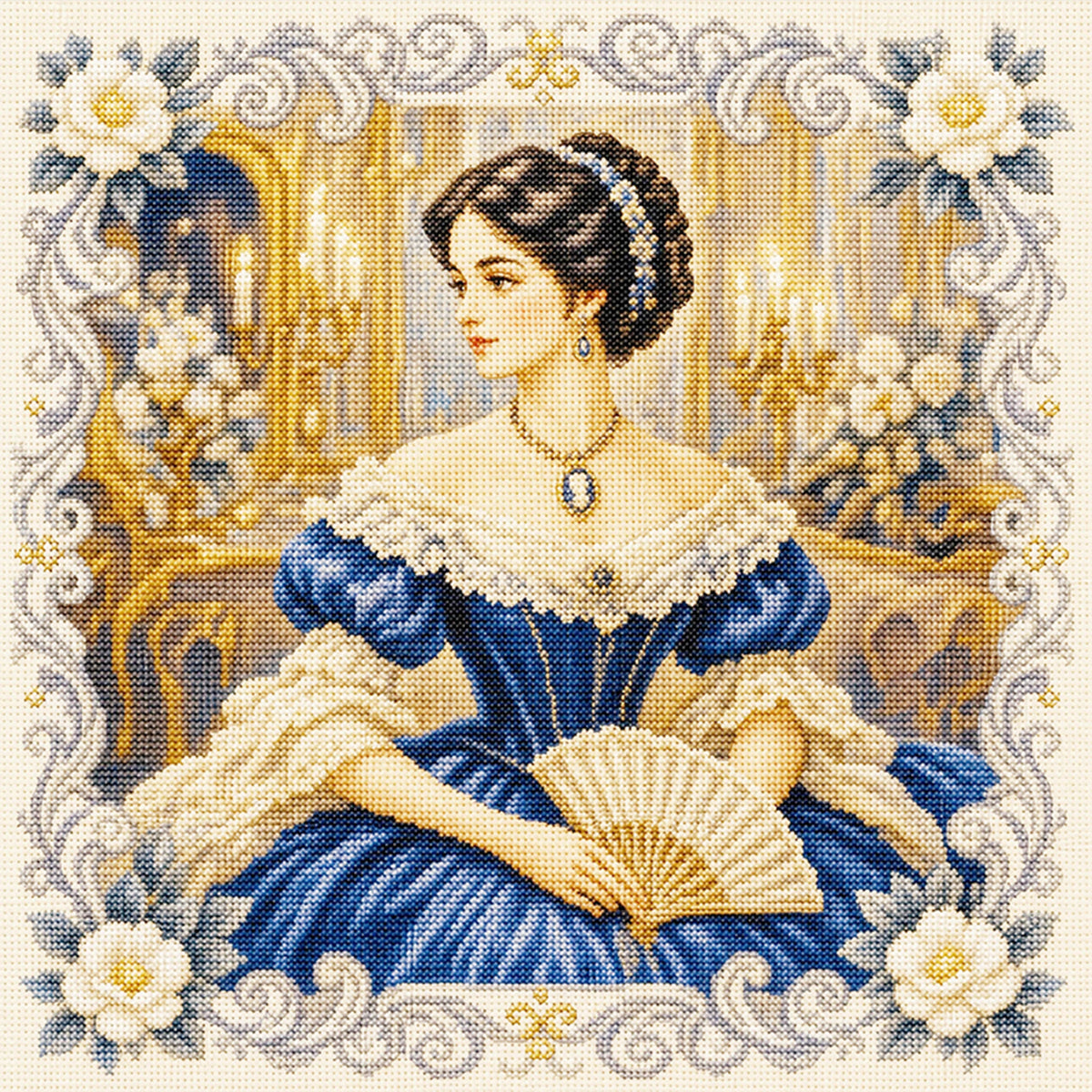 Elegant Lady - Full 11CT Stamped Cross Stitch 45x45CM - Huacan
