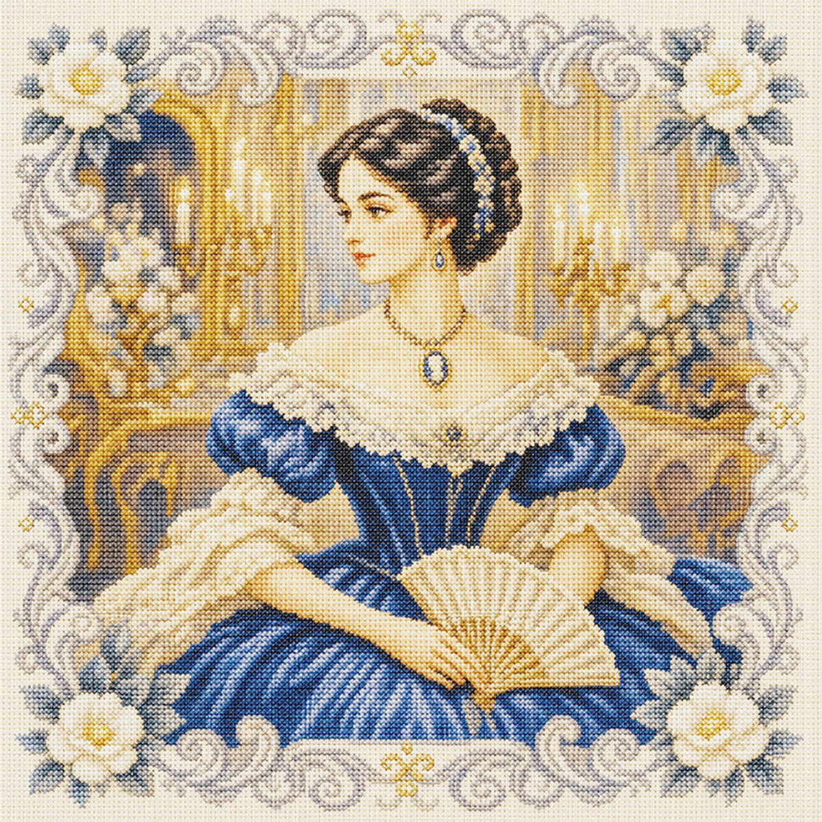 Elegant Lady - Full 11CT Stamped Cross Stitch 45x45CM - Huacan