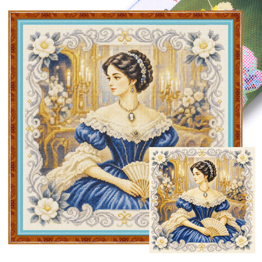 Elegante Dame - Vollständiges 11CT Stempel-Kreuzstich-Set 45x45CM - Huacan
