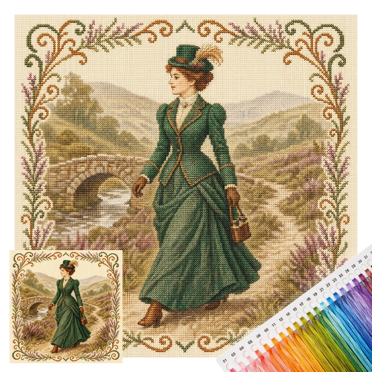 Highland Walk – Vollständiges 11CT gestempeltes Kreuzstich-Set 45x45 cm – Huacan