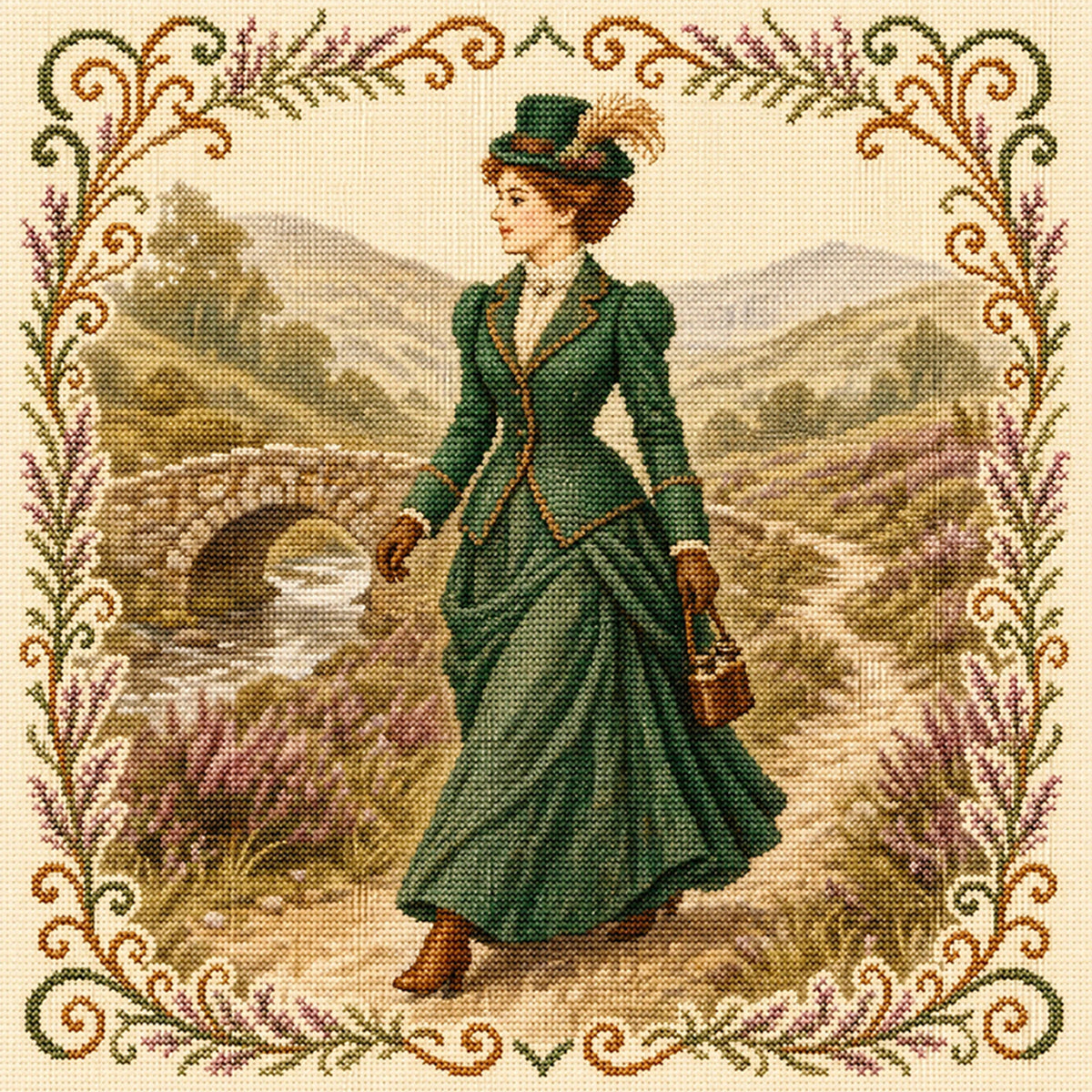 Highland Walk – Vollständiges 11CT gestempeltes Kreuzstich-Set 45x45 cm – Huacan
