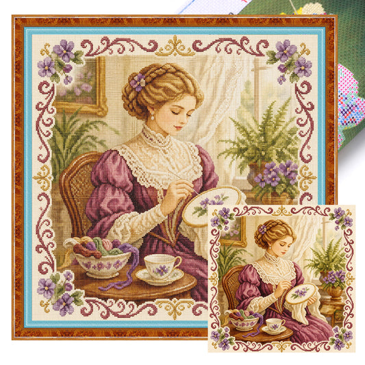 Needle Moment - Vollständiges 11CT gestempeltes Kreuzstich-Set 45x45CM - Huacan