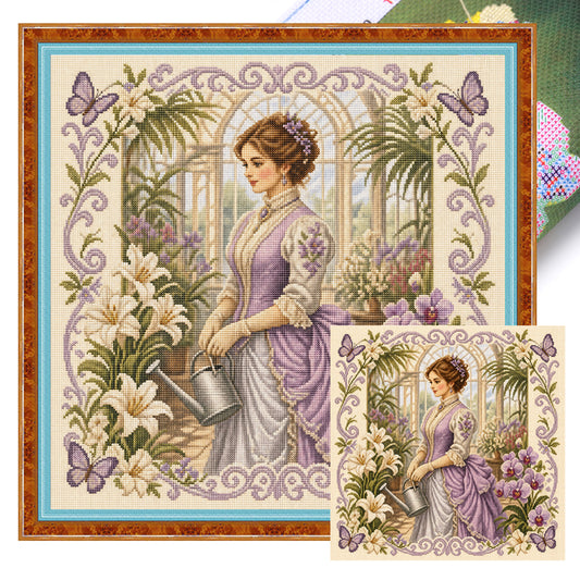 Gewächshaus-Blüte – Vollständiges 11CT gestempeltes Kreuzstich-Set 45x45CM – Huacan