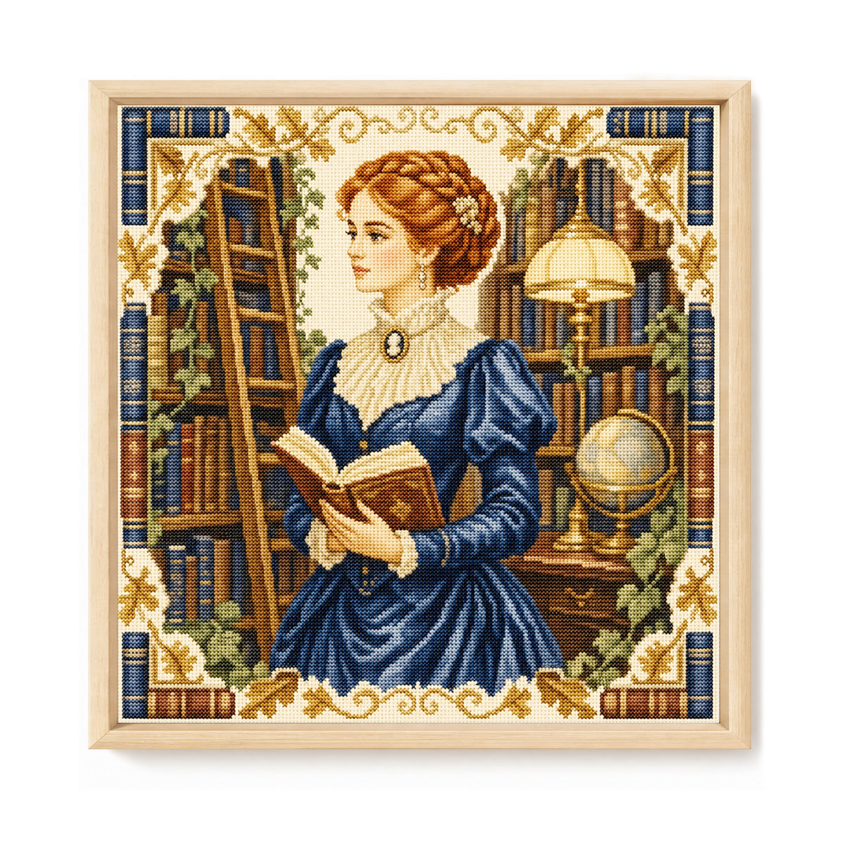 Library Read - Full 11CT Stamped Cross Stitch 45x45CM - Huacan