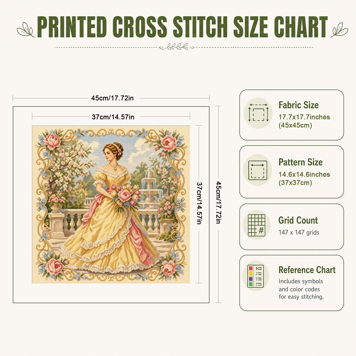 Bouquet Dream - Full 11CT Stamped Cross Stitch 45x45CM - Huacan