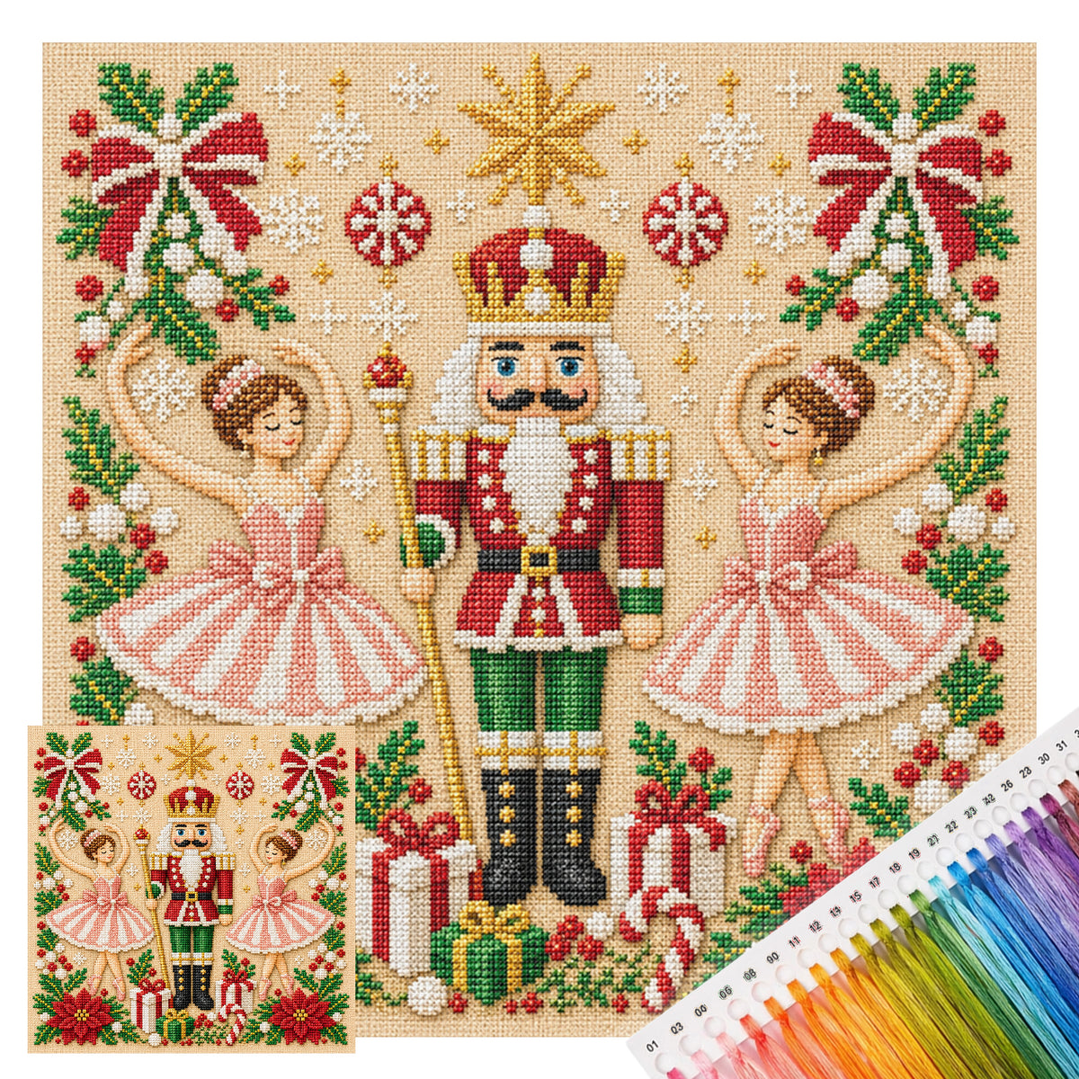 Nussknacker-Ballett – Vollständiges 11CT aufgedrucktes Kreuzstichset 45x45 cm – Yishu