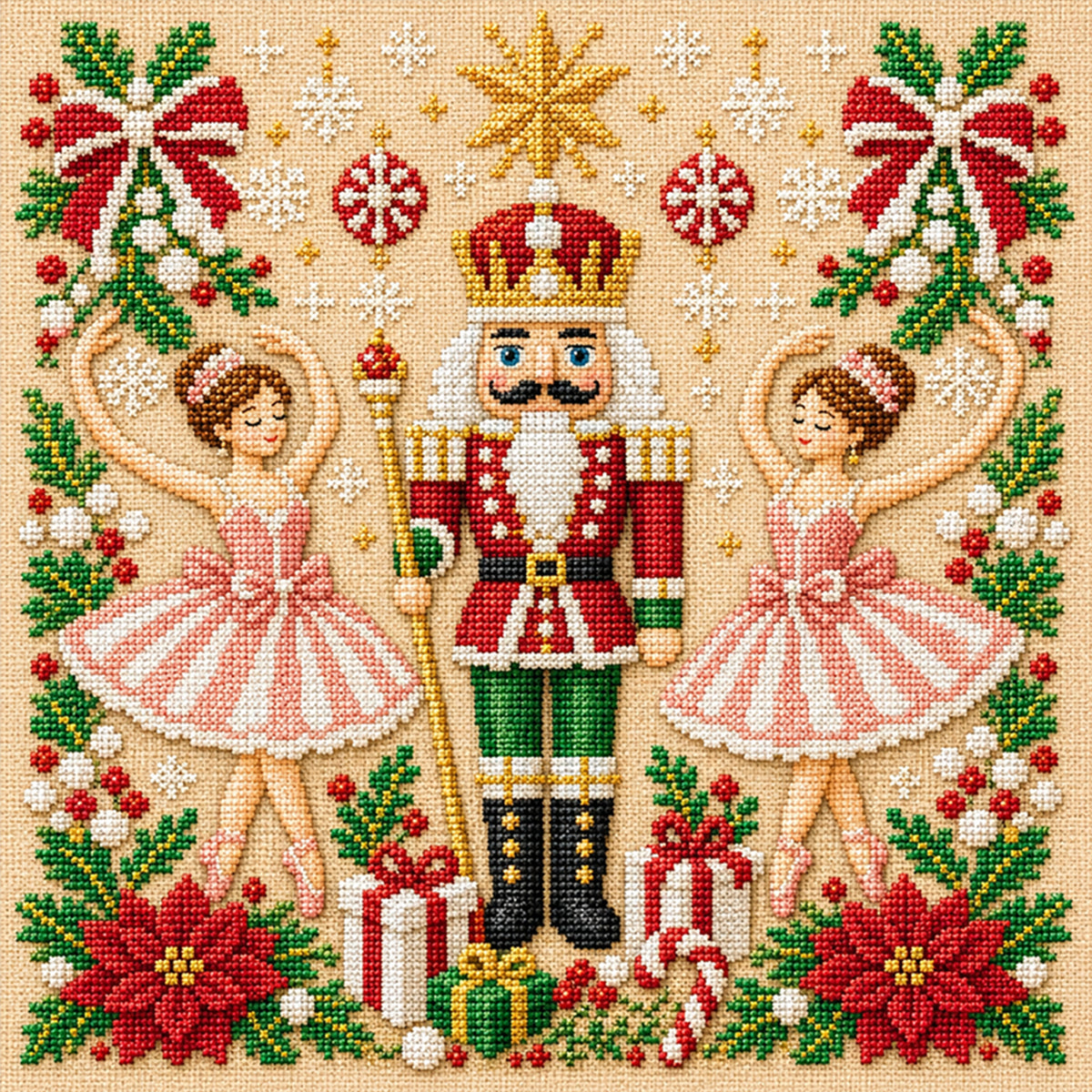 Nussknacker-Ballett – Vollständiges 11CT aufgedrucktes Kreuzstichset 45x45 cm – Yishu