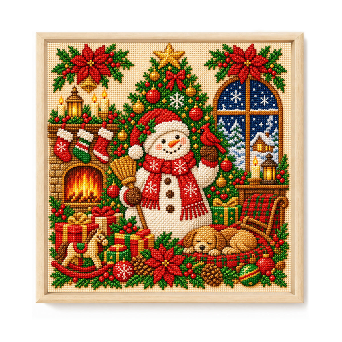 Christmas - Full 11CT Stamped Cross Stitch 45x45CM - Yishu