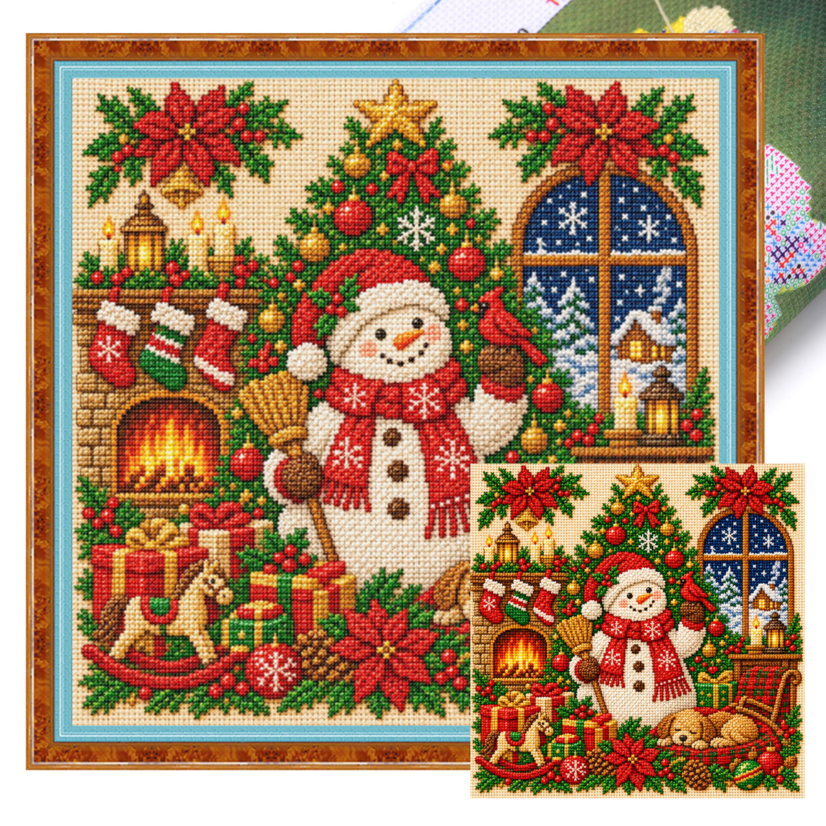 Christmas - Full 11CT Stamped Cross Stitch 45x45CM - Yishu