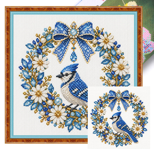Blauhäher - Vollständiges 14CT gestempeltes Kreuzstich-Set 30x30CM - Huacan