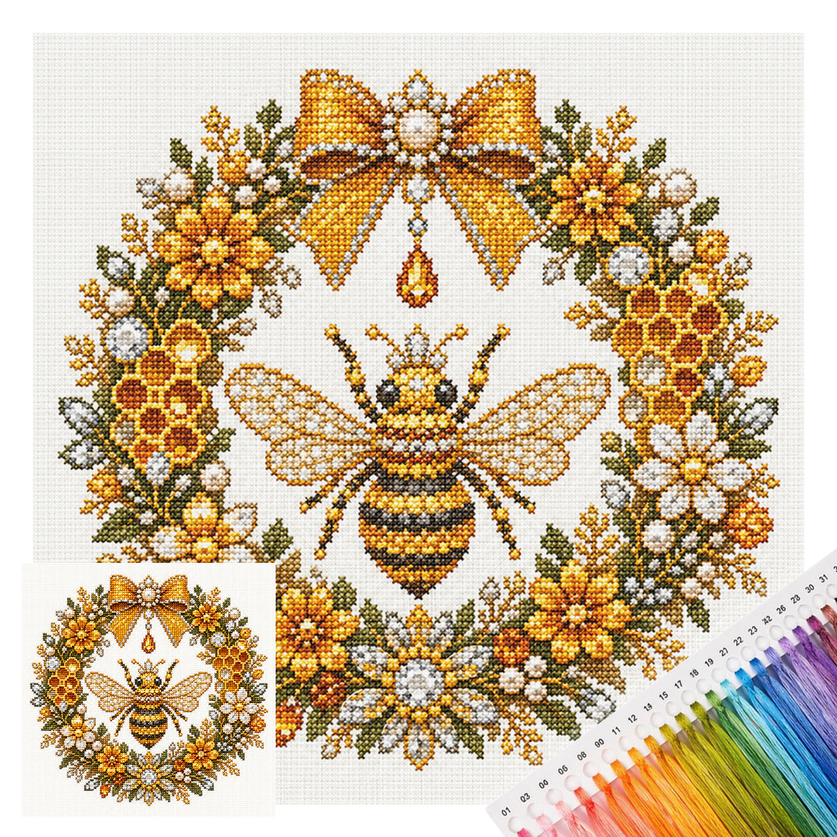 Golden - Full 14CT Stamped Cross Stitch 30x30CM - Huacan