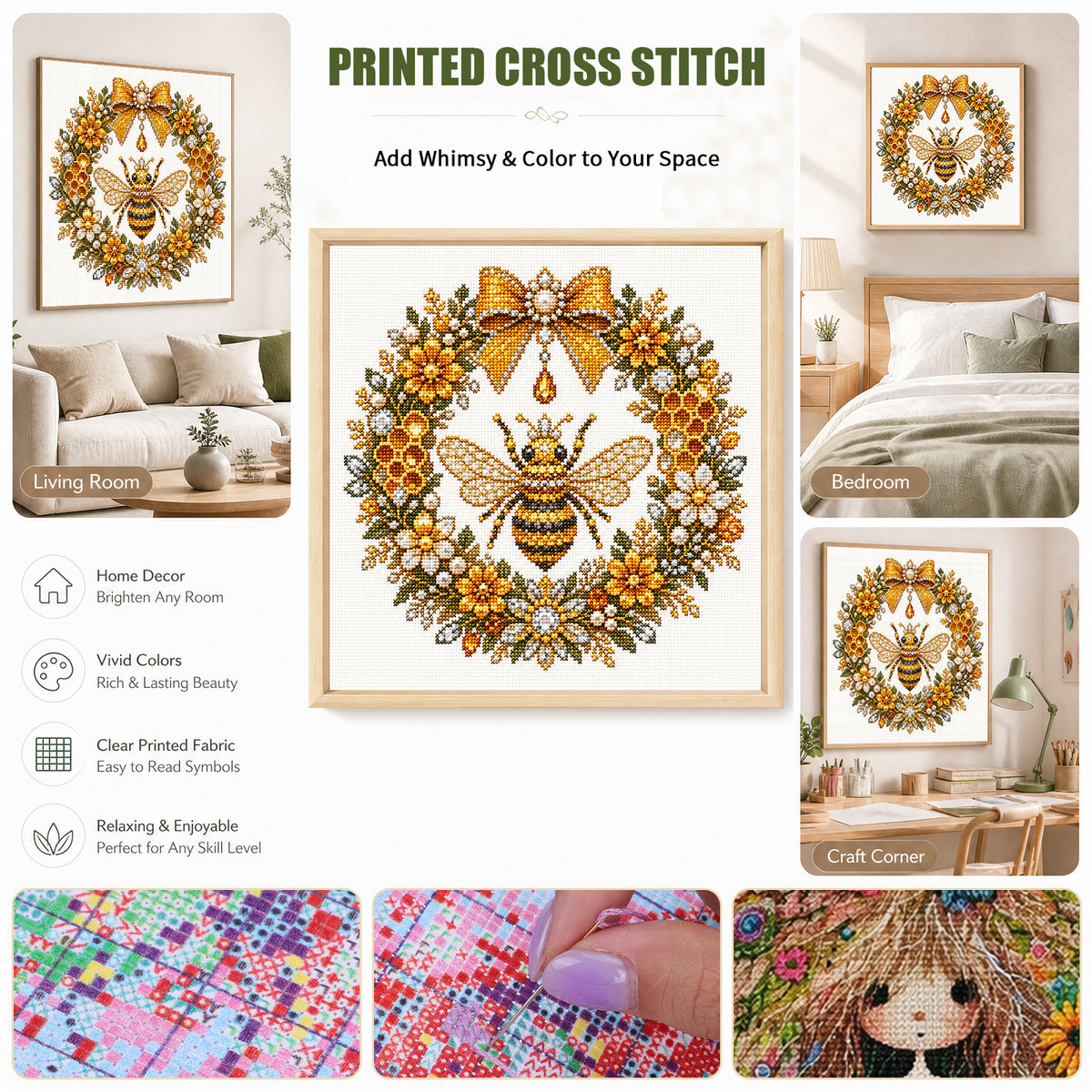 Golden - Full 14CT Stamped Cross Stitch 30x30CM - Huacan
