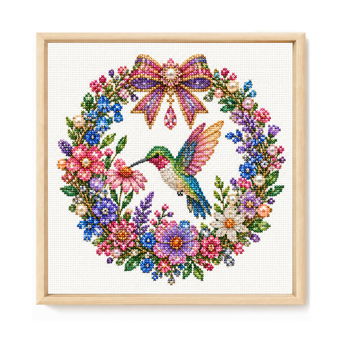Humming Bird - Full 14CT Stamped Cross Stitch 30x30CM - Huacan