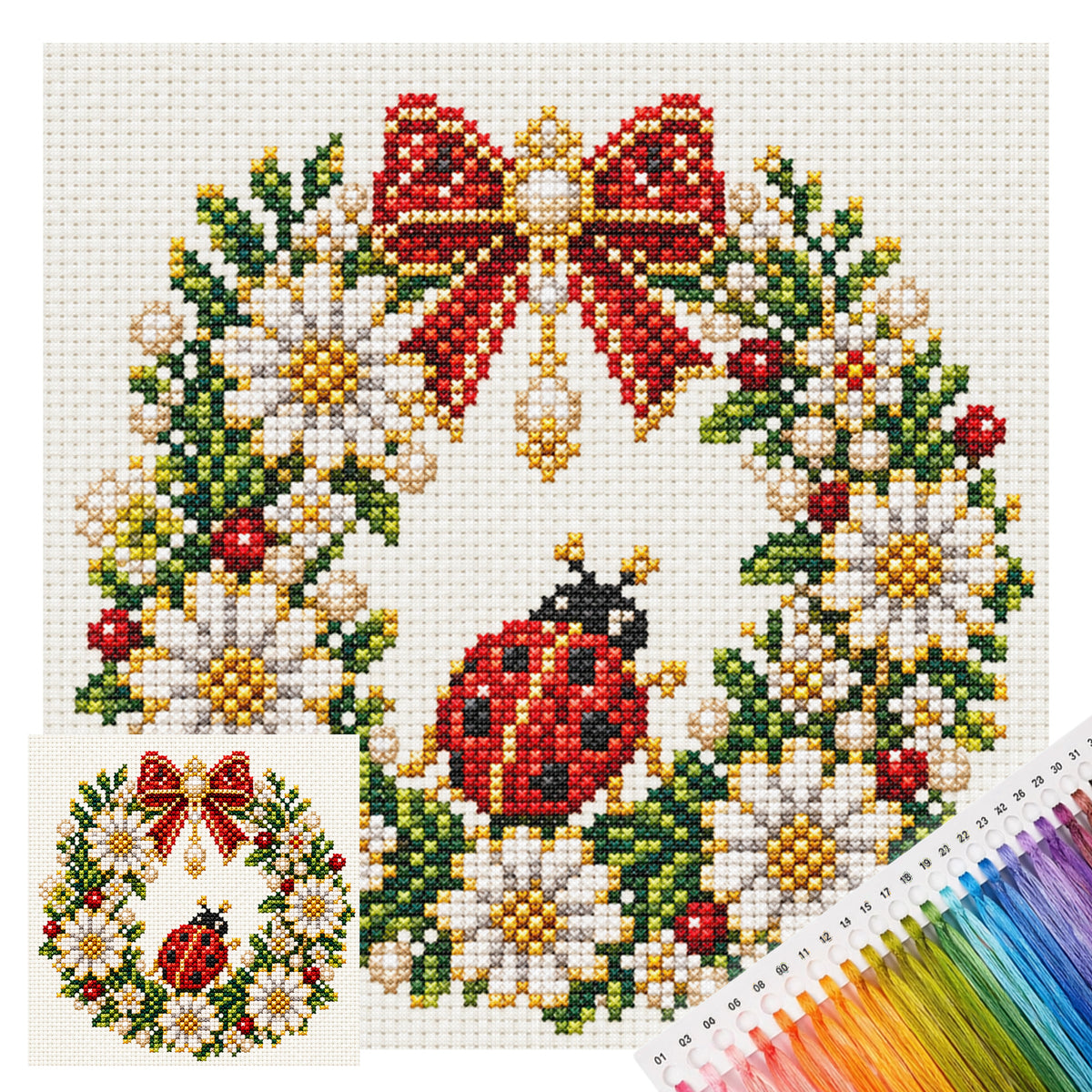 Lady Bug - Full 14CT Stamped Cross Stitch 30x30CM - Huacan