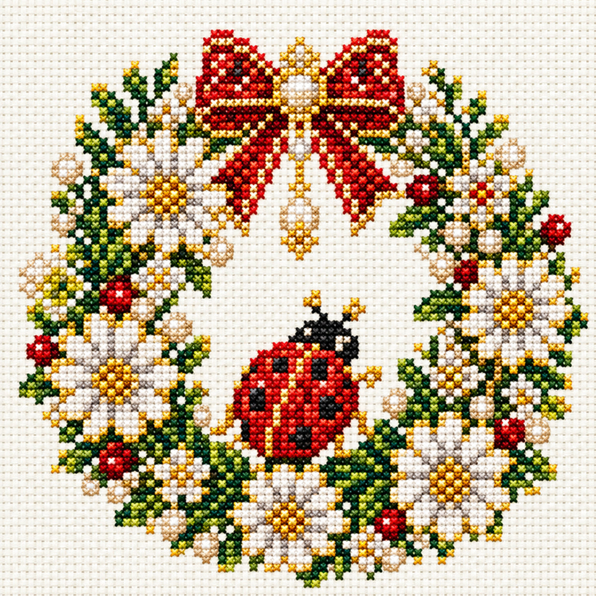 Lady Bug - Full 14CT Stamped Cross Stitch 30x30CM - Huacan