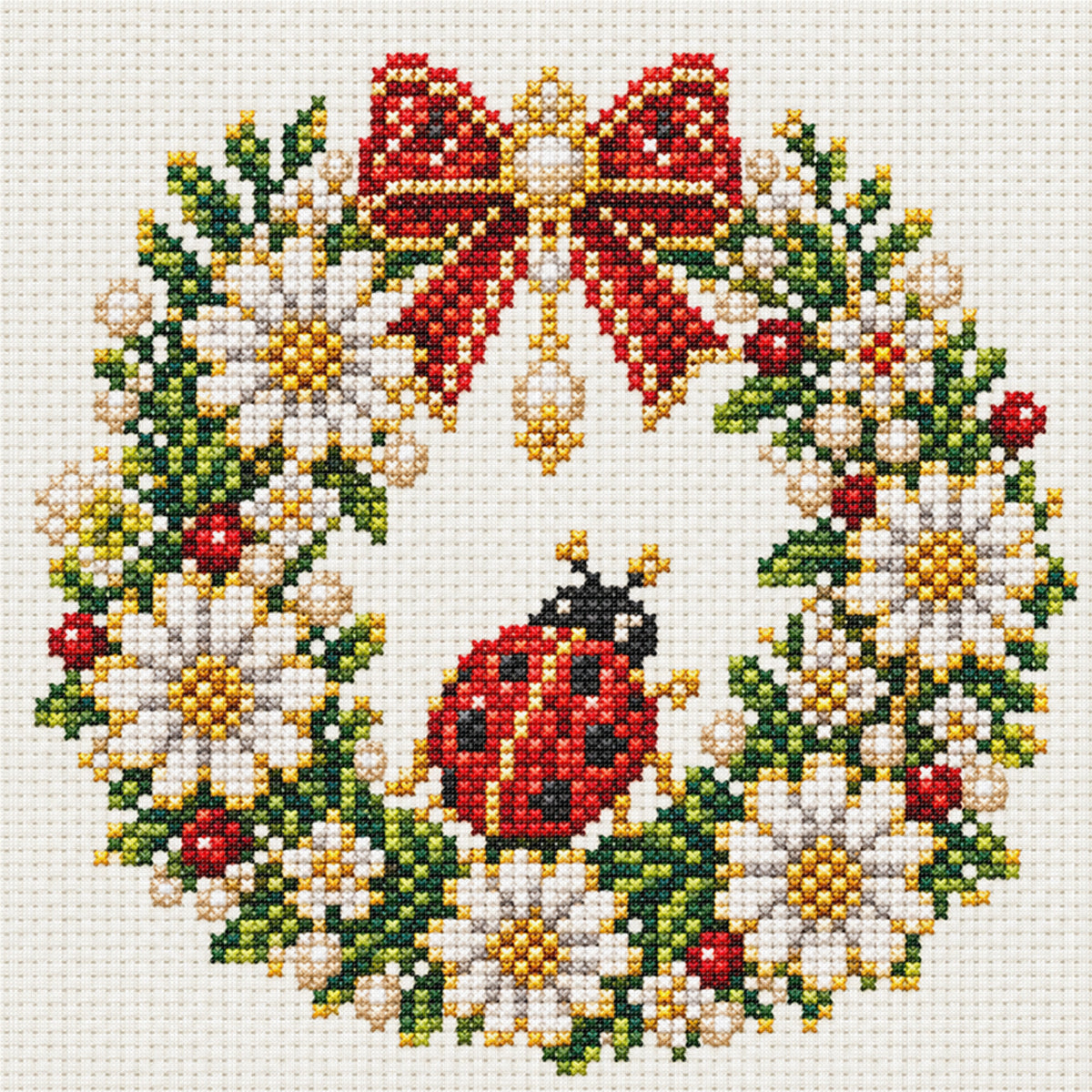 Lady Bug - Full 14CT Stamped Cross Stitch 30x30CM - Huacan
