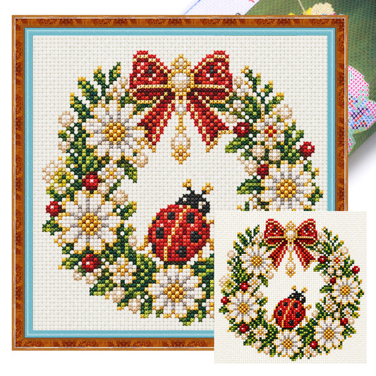 Lady Bug - Full 14CT Stamped Cross Stitch 30x30CM - Huacan