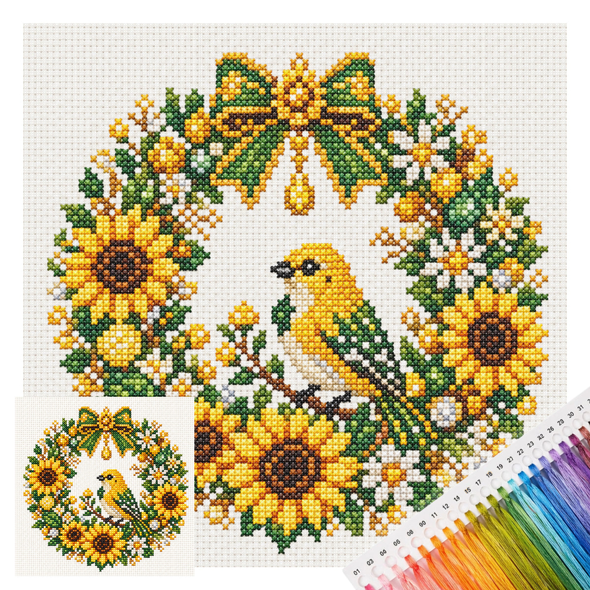 Goldfinch - Full 14CT Stamped Cross Stitch 30x30CM - Huacan