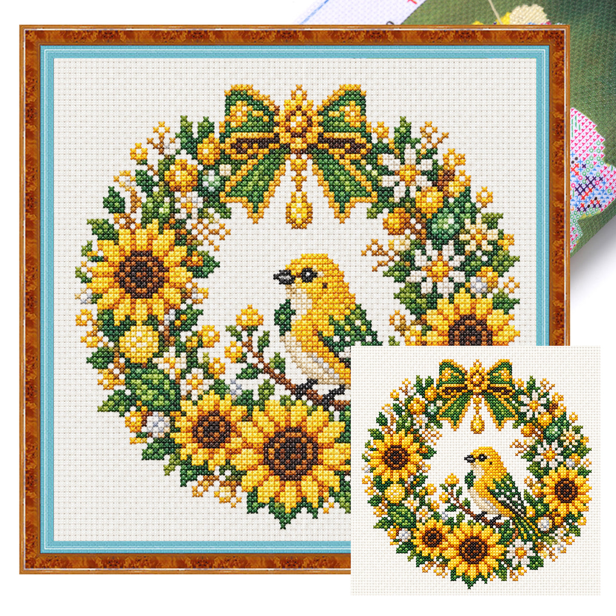 Goldfinch - Full 14CT Stamped Cross Stitch 30x30CM - Huacan