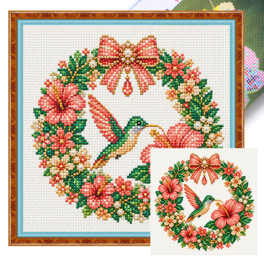 Kolibri - Vollständiges 14CT gestempeltes Kreuzstich-Set 30x30CM - Huacan