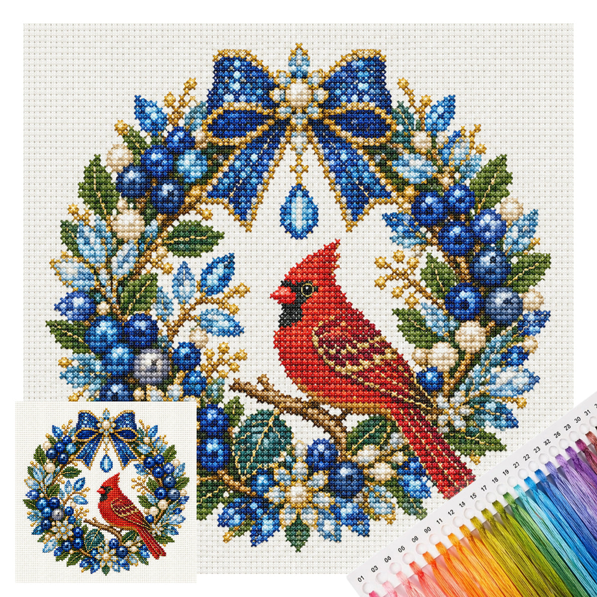 Kardinalvogel – Vollständiges 14CT-Stempel-Kreuzstich-Set 30x30CM – Huacan