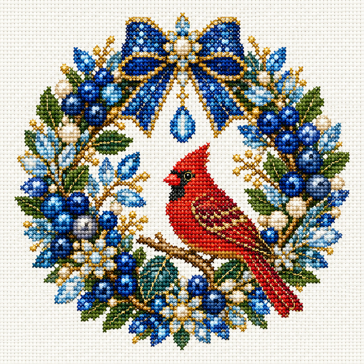 Kardinalvogel – Vollständiges 14CT-Stempel-Kreuzstich-Set 30x30CM – Huacan