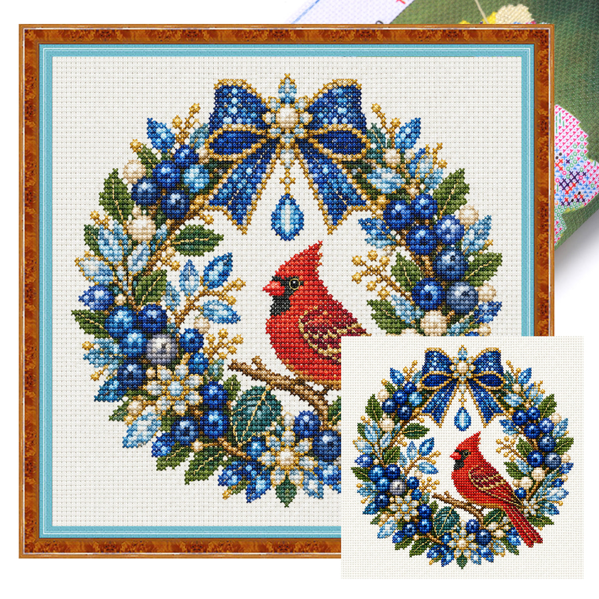 Kardinalvogel – Vollständiges 14CT-Stempel-Kreuzstich-Set 30x30CM – Huacan