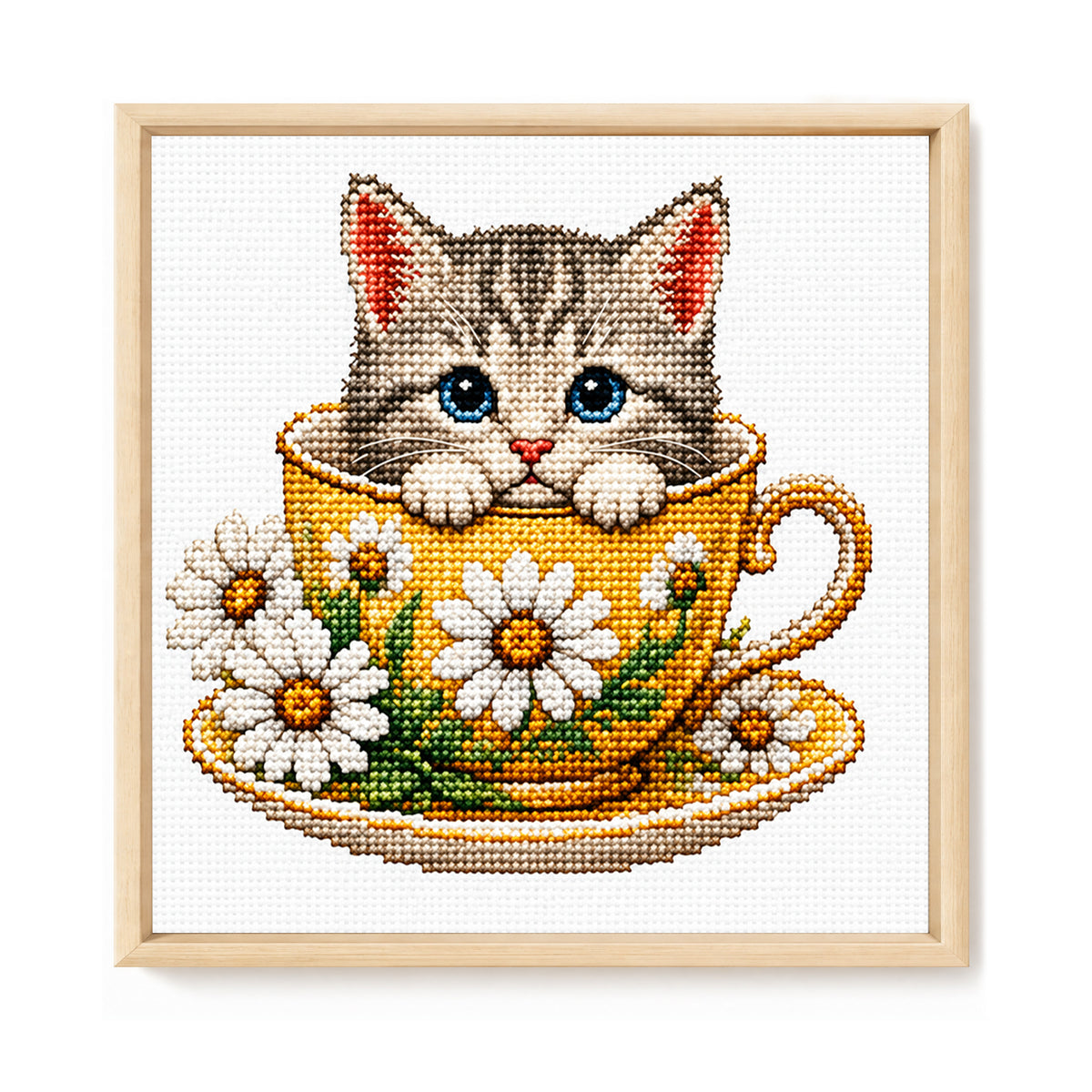 Daisy Kätzchen - Vollständiges 14CT gestempeltes Kreuzstich-Set 30x30CM - Huacan