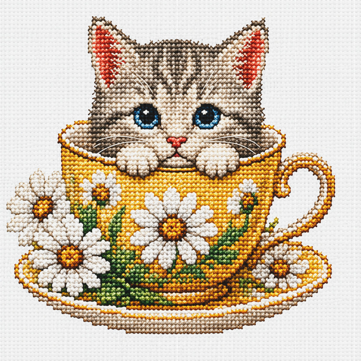 Daisy Kätzchen - Vollständiges 14CT gestempeltes Kreuzstich-Set 30x30CM - Huacan