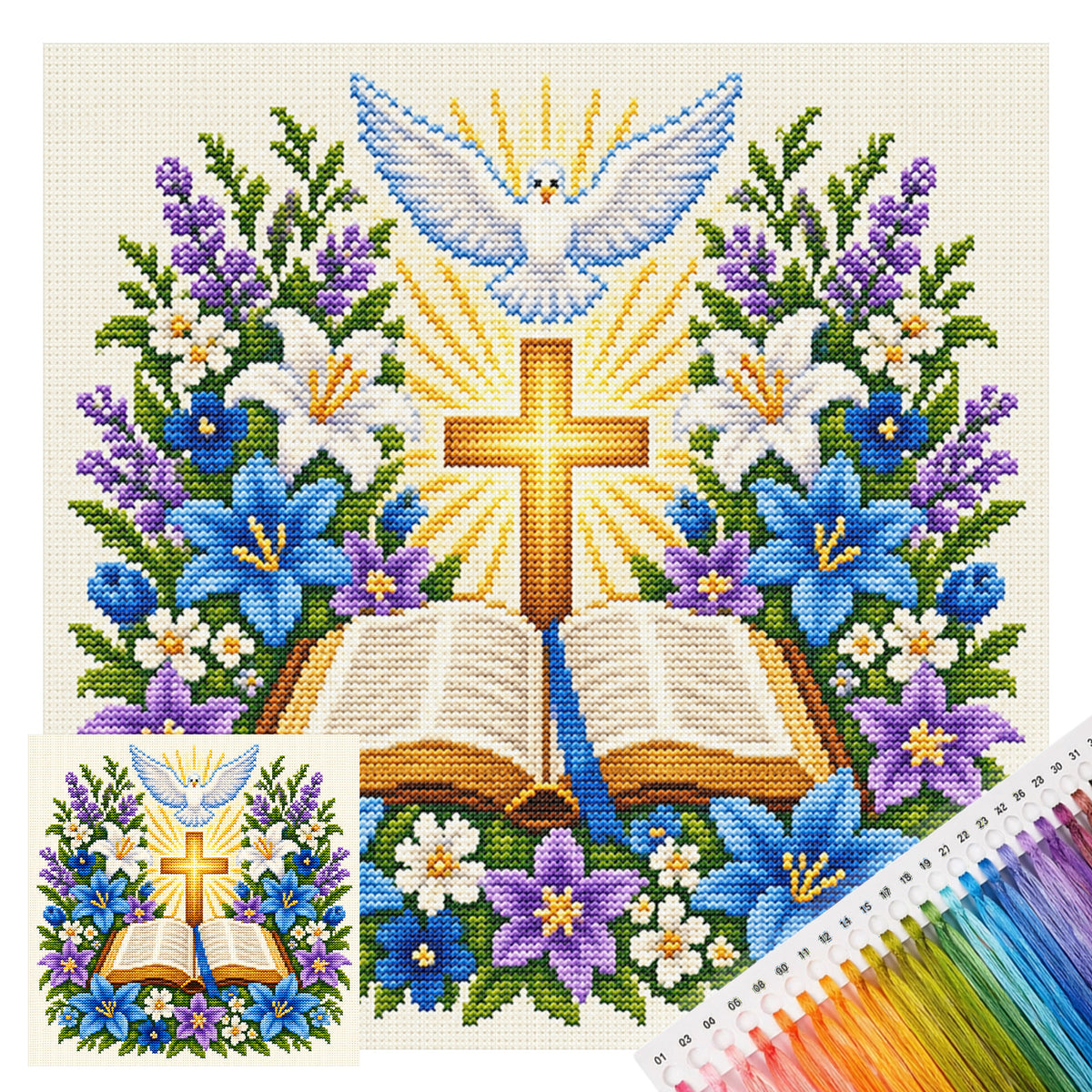 Bibel - Vollständiges 11CT Stempel-Kreuzstich-Set 45x45CM - Huacan