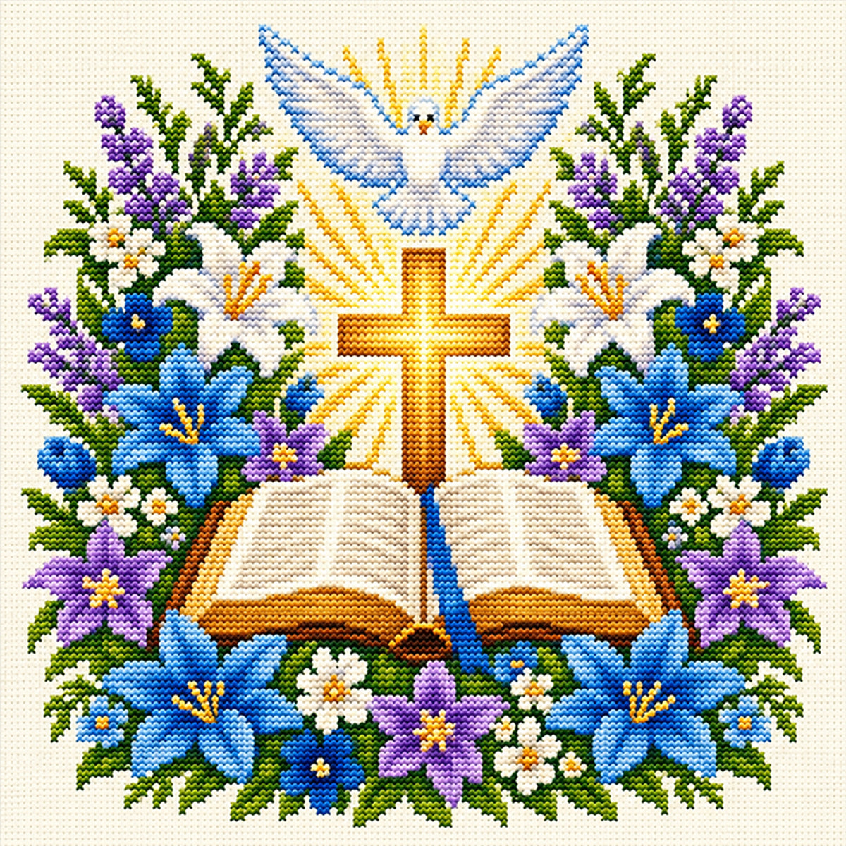 Bibel - Vollständiges 11CT Stempel-Kreuzstich-Set 45x45CM - Huacan