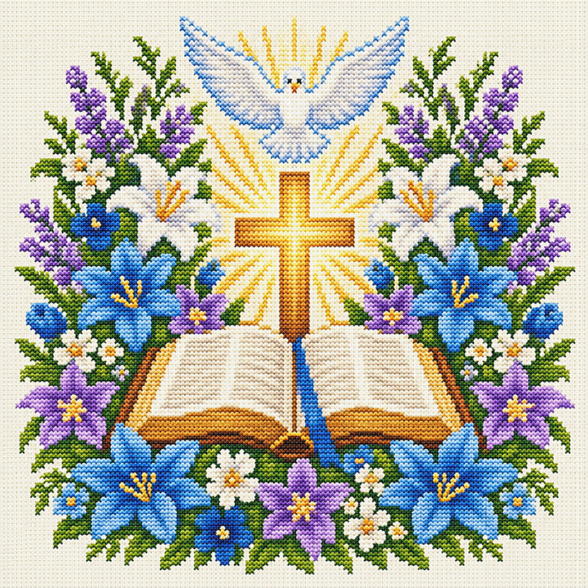 Bibel - Vollständiges 11CT Stempel-Kreuzstich-Set 45x45CM - Huacan