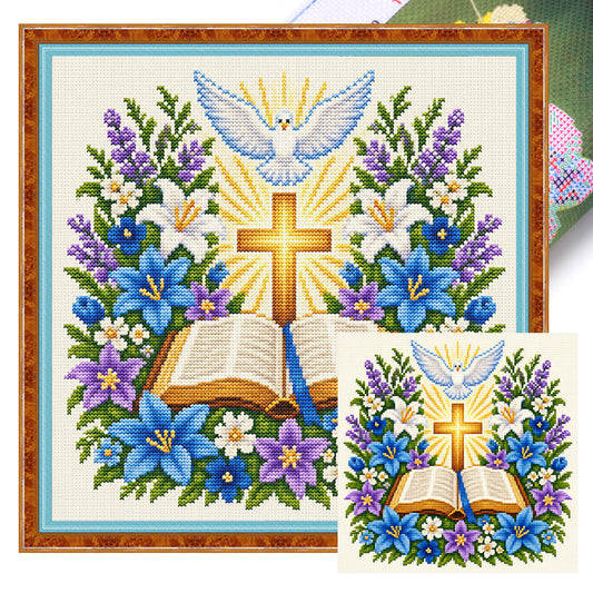 Bibel - Vollständiges 11CT Stempel-Kreuzstich-Set 45x45CM - Huacan