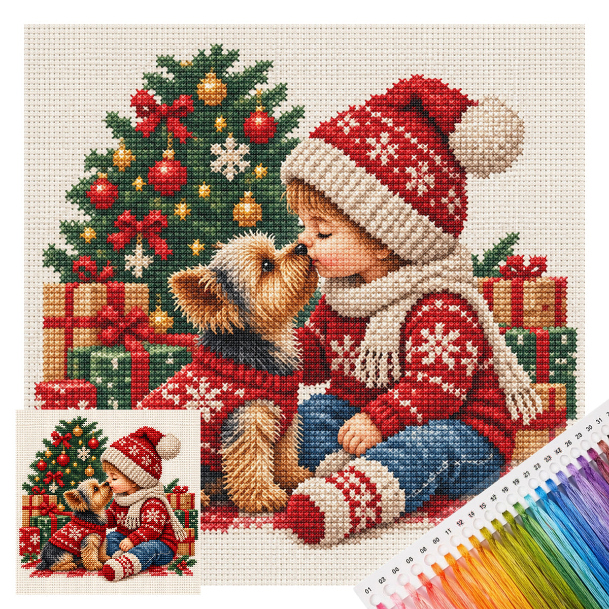 Weihnachtsfreunde – Vollständiges 11CT Stempel-Kreuzstichset 45x45CM – Huacan