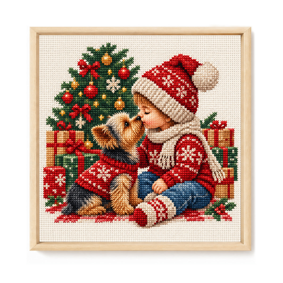 Weihnachtsfreunde – Vollständiges 11CT Stempel-Kreuzstichset 45x45CM – Huacan