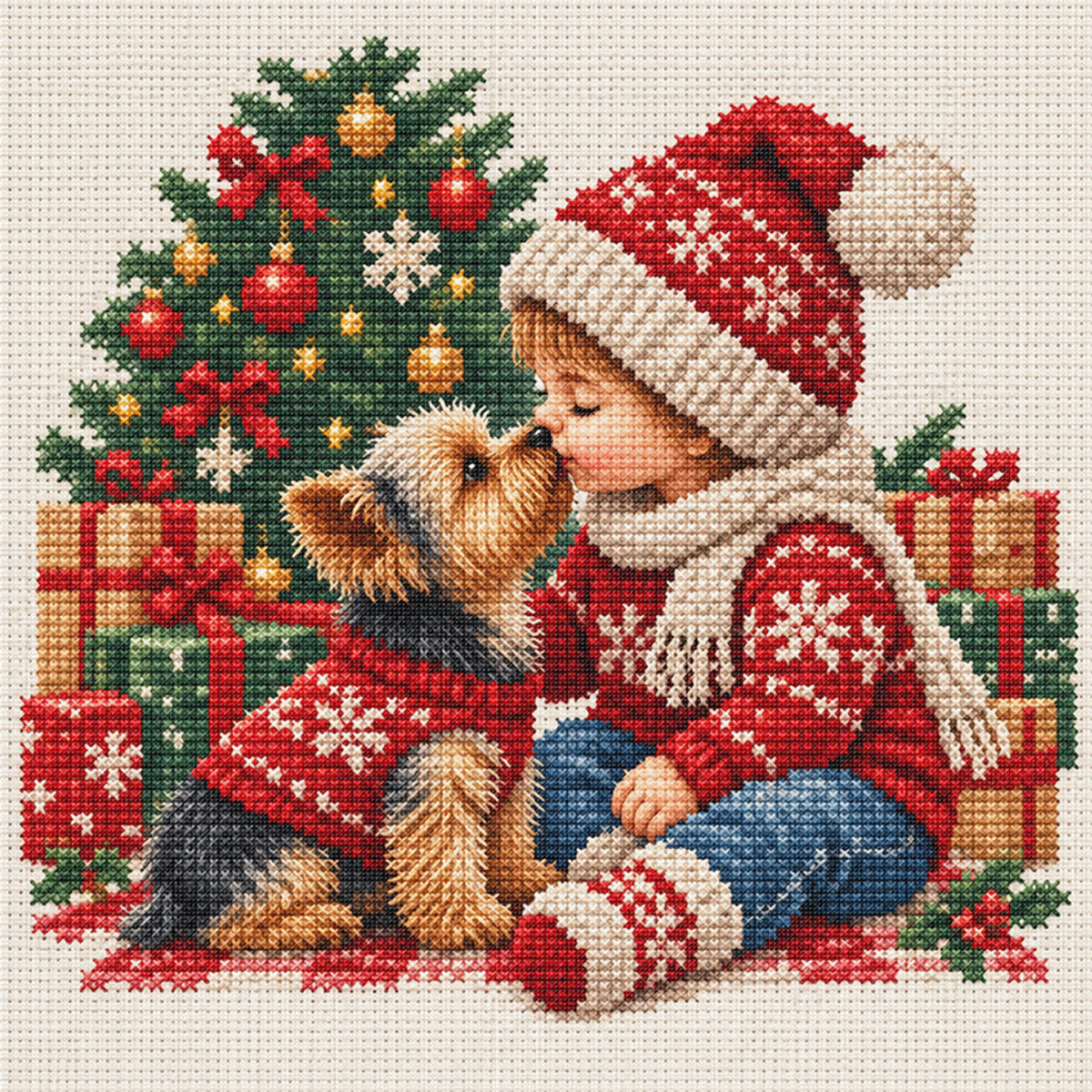 Weihnachtsfreunde – Vollständiges 11CT Stempel-Kreuzstichset 45x45CM – Huacan