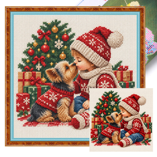 Weihnachtsfreunde – Vollständiges 11CT Stempel-Kreuzstichset 45x45CM – Huacan