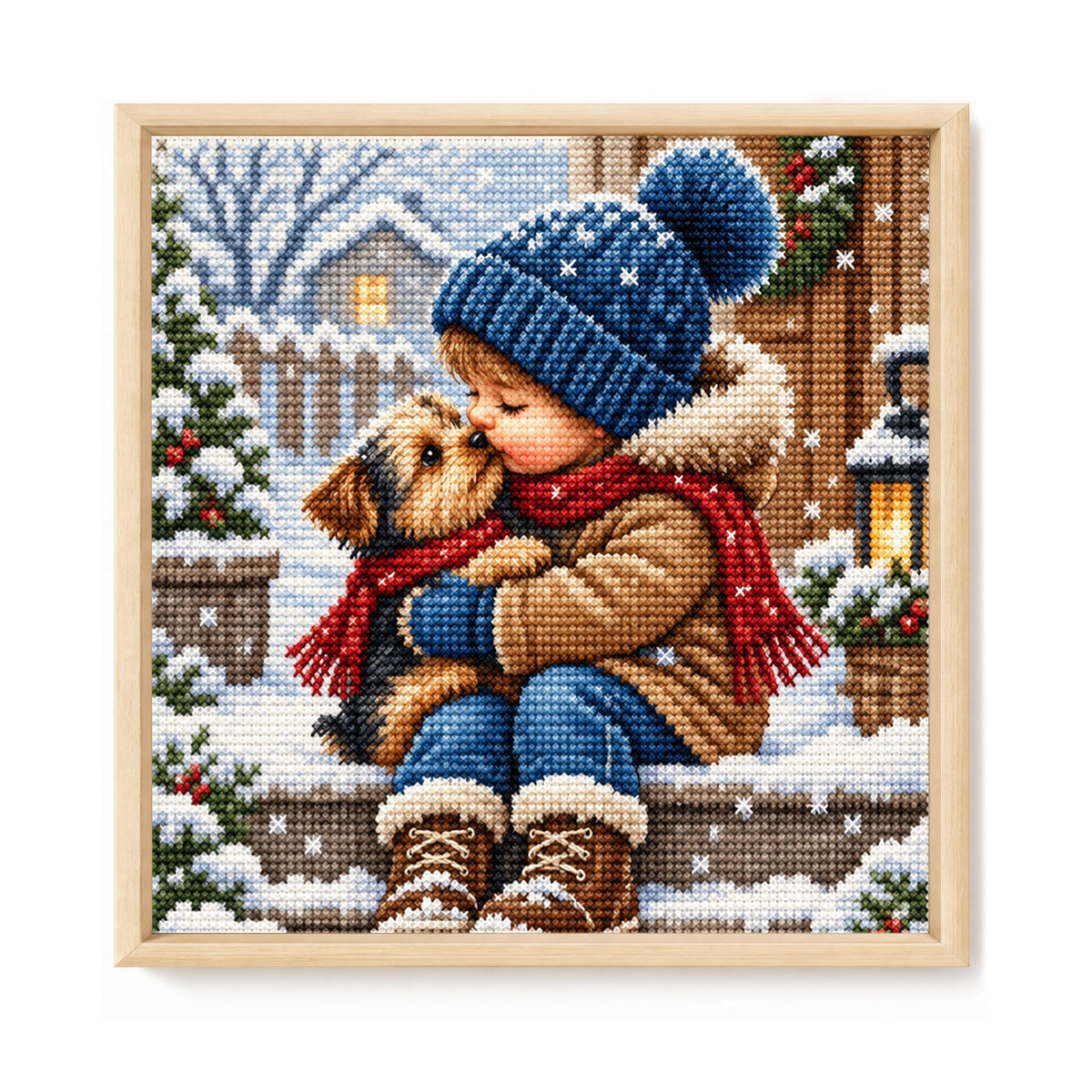 Winter Kiss - Full 11CT Stamped Cross Stitch 45x45CM - Huacan